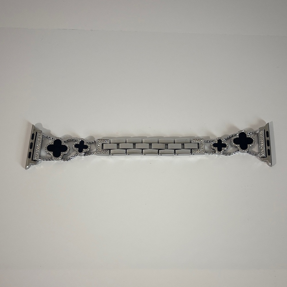 Silver and Black Decorative Apple Watch band